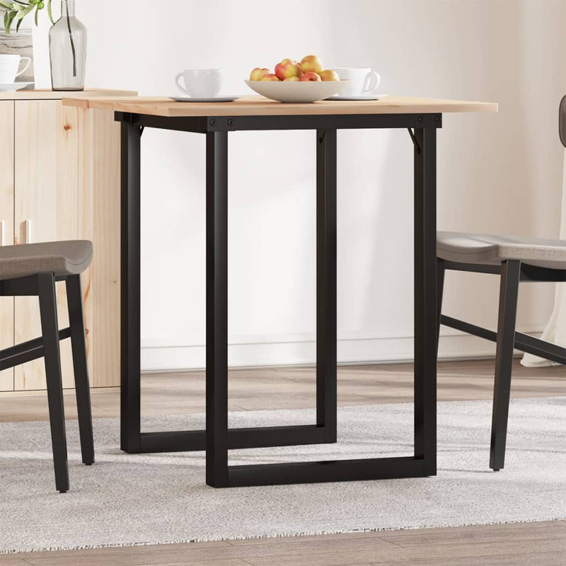 vidaXL tömör fenyőfa és acél étkezőasztal O-vázzal 70x70x75 cm