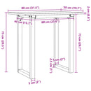 vidaXL tömör fenyőfa és acél étkezőasztal O-vázzal 80x50x75 cm