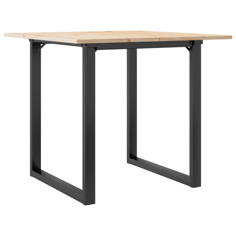 vidaXL tömör fenyőfa és acél étkezőasztal O-vázzal 80x80x75 cm