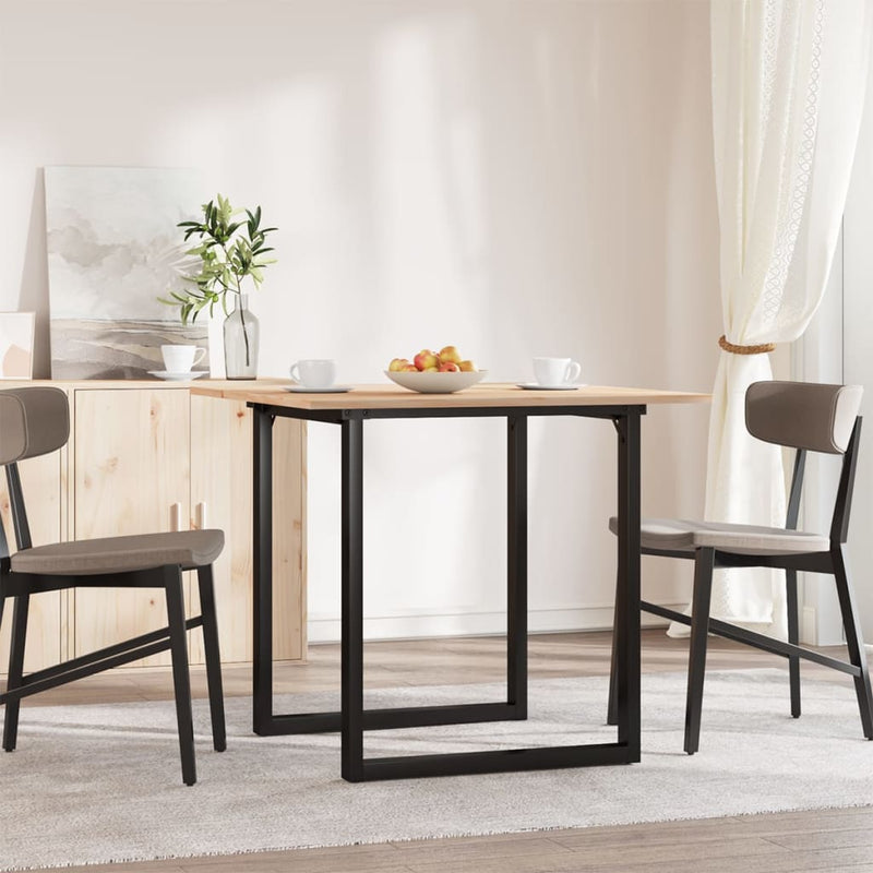 vidaXL tömör fenyőfa és acél étkezőasztal O-vázzal 80x80x75 cm