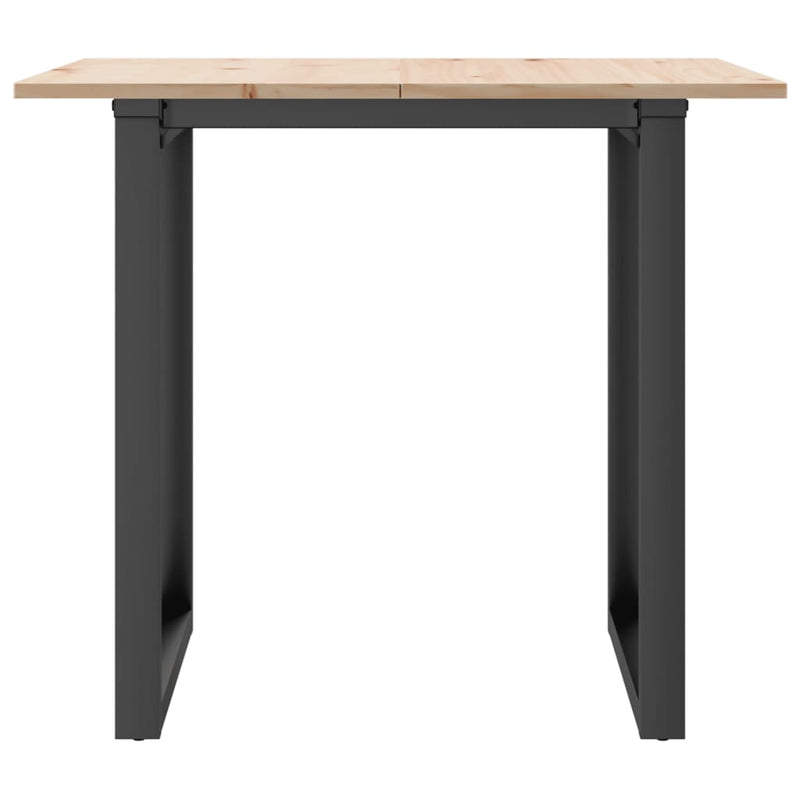 vidaXL tömör fenyőfa és acél étkezőasztal O-vázzal 80x80x75 cm