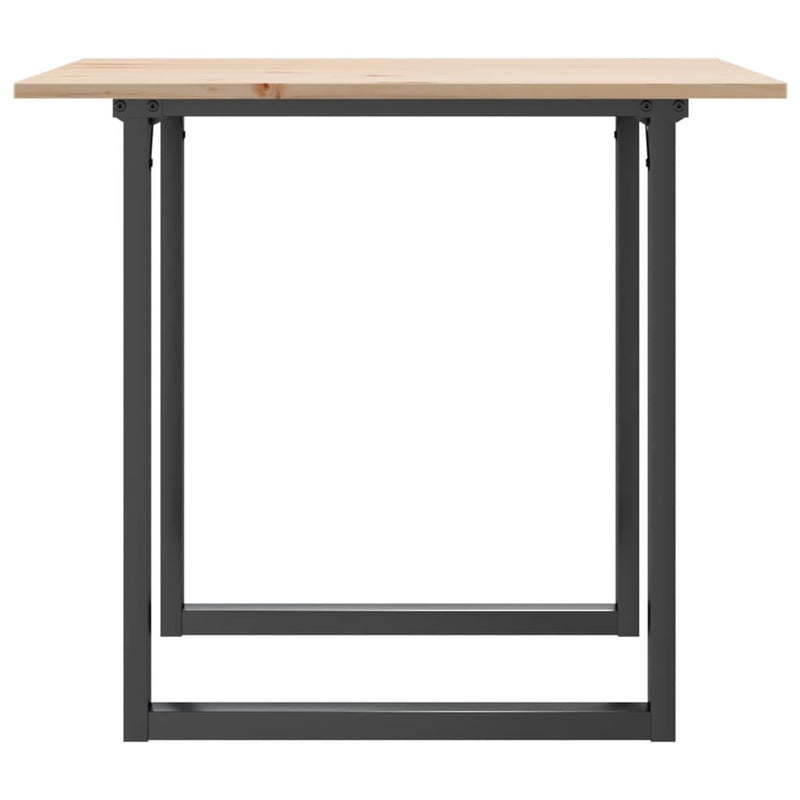 vidaXL tömör fenyőfa és acél étkezőasztal O-vázzal 80x80x75 cm