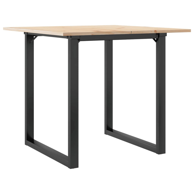 vidaXL tömör fenyőfa és acél étkezőasztal O-vázzal 80x80x75 cm