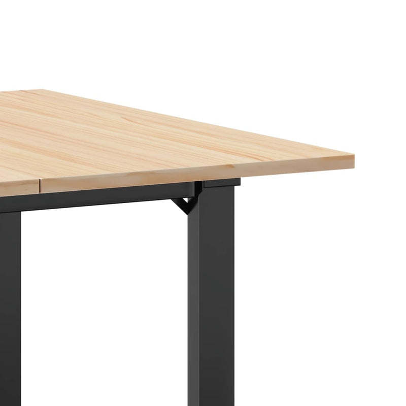 vidaXL tömör fenyőfa és acél étkezőasztal O-vázzal 80x80x75 cm