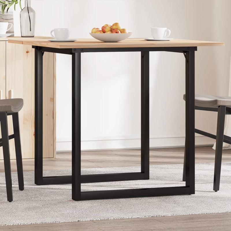vidaXL tömör fenyőfa és acél étkezőasztal O-vázzal 80x80x75 cm