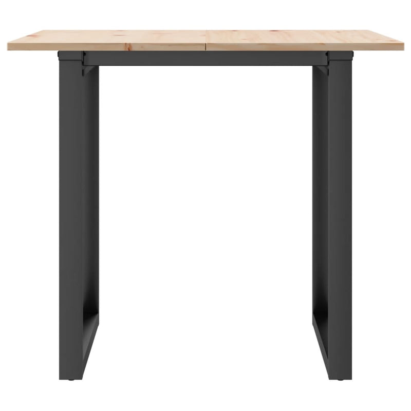vidaXL tömör fenyőfa és acél étkezőasztal O-vázzal 90x90x75 cm