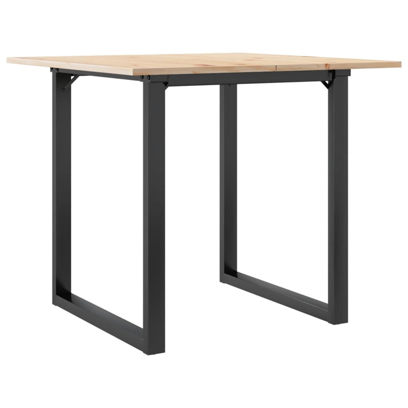 vidaXL tömör fenyőfa és acél étkezőasztal O-vázzal 90x90x75 cm