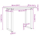 vidaXL tömör fenyőfa és acél étkezőasztal O-vázzal 100x50x75 cm