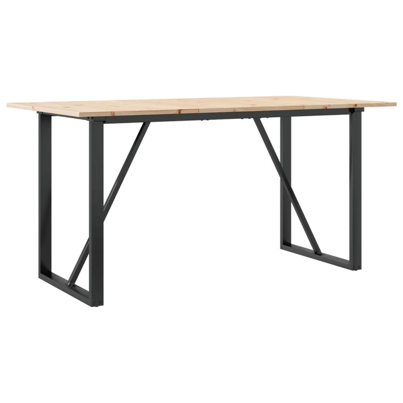 vidaXL tömör fenyőfa és acél étkezőasztal O-vázzal 140x80x75 cm
