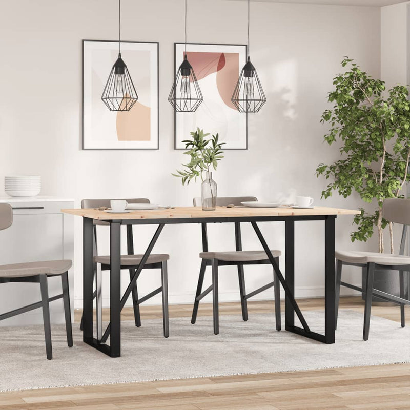 vidaXL tömör fenyőfa és acél étkezőasztal O-vázzal 140x80x75 cm