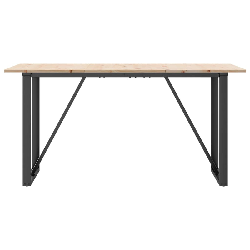 vidaXL tömör fenyőfa és acél étkezőasztal O-vázzal 140x80x75 cm