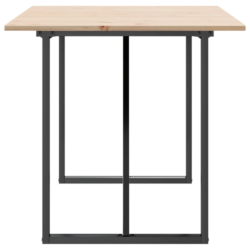 vidaXL tömör fenyőfa és acél étkezőasztal O-vázzal 140x80x75 cm
