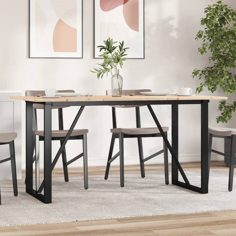 vidaXL tömör fenyőfa és acél étkezőasztal O-vázzal 140x80x75 cm
