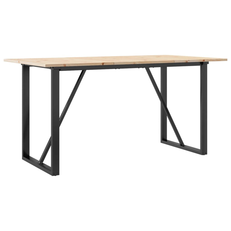 vidaXL tömör fenyőfa és acél étkezőasztal O-vázzal 160x80x75 cm