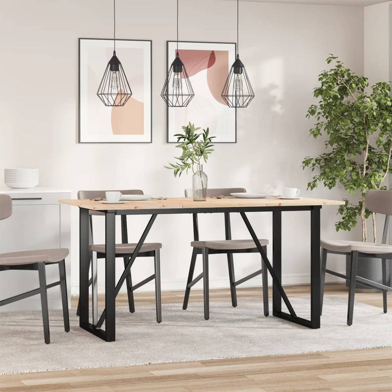 vidaXL tömör fenyőfa és acél étkezőasztal O-vázzal 160x80x75 cm