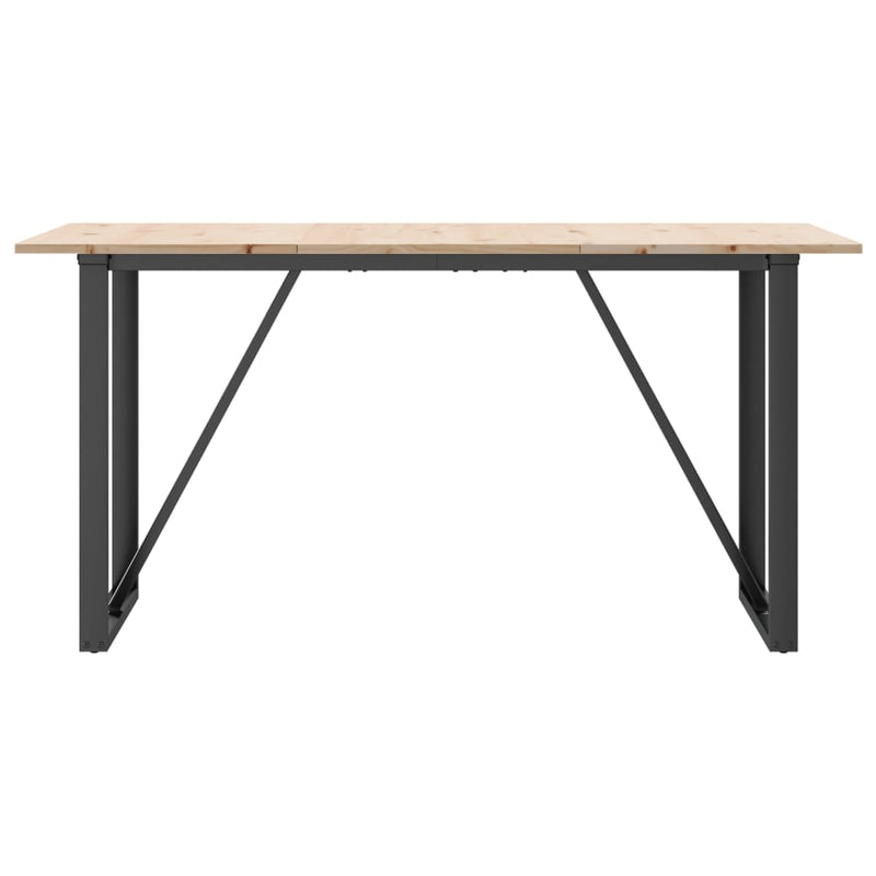 vidaXL tömör fenyőfa és acél étkezőasztal O-vázzal 160x80x75 cm