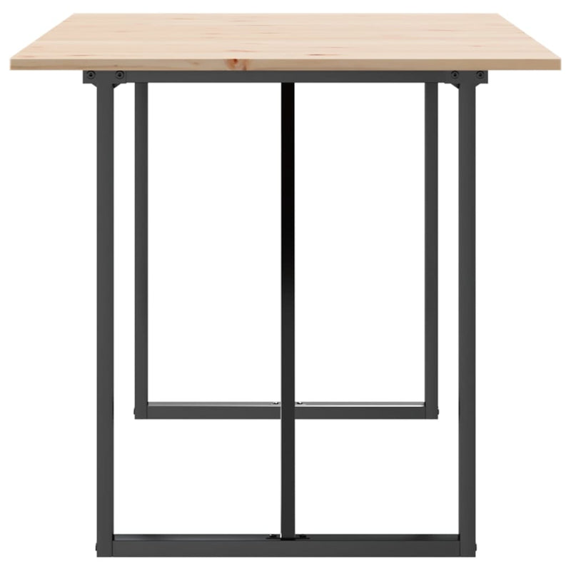 vidaXL tömör fenyőfa és acél étkezőasztal O-vázzal 160x80x75 cm