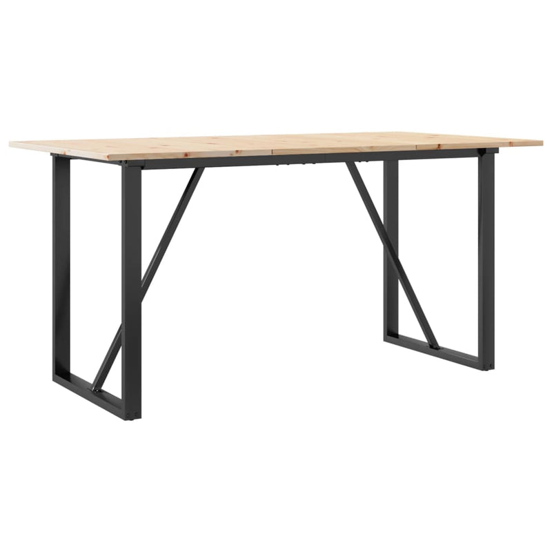 vidaXL tömör fenyőfa és acél étkezőasztal O-vázzal 160x80x75 cm