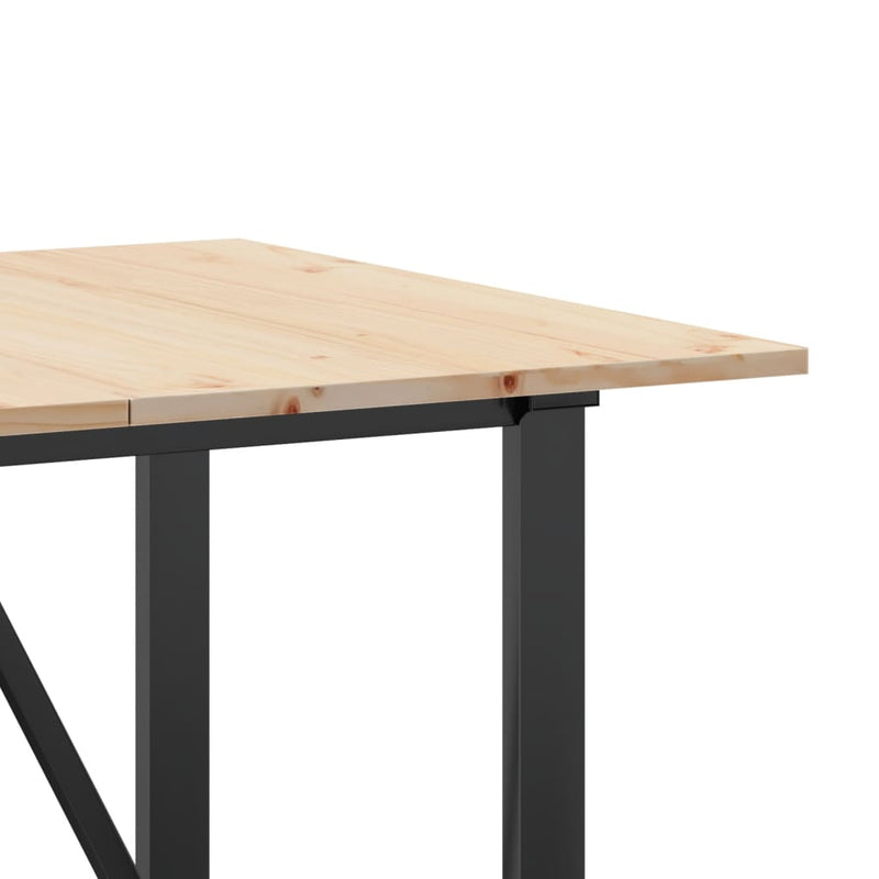 vidaXL tömör fenyőfa és acél étkezőasztal O-vázzal 160x80x75 cm