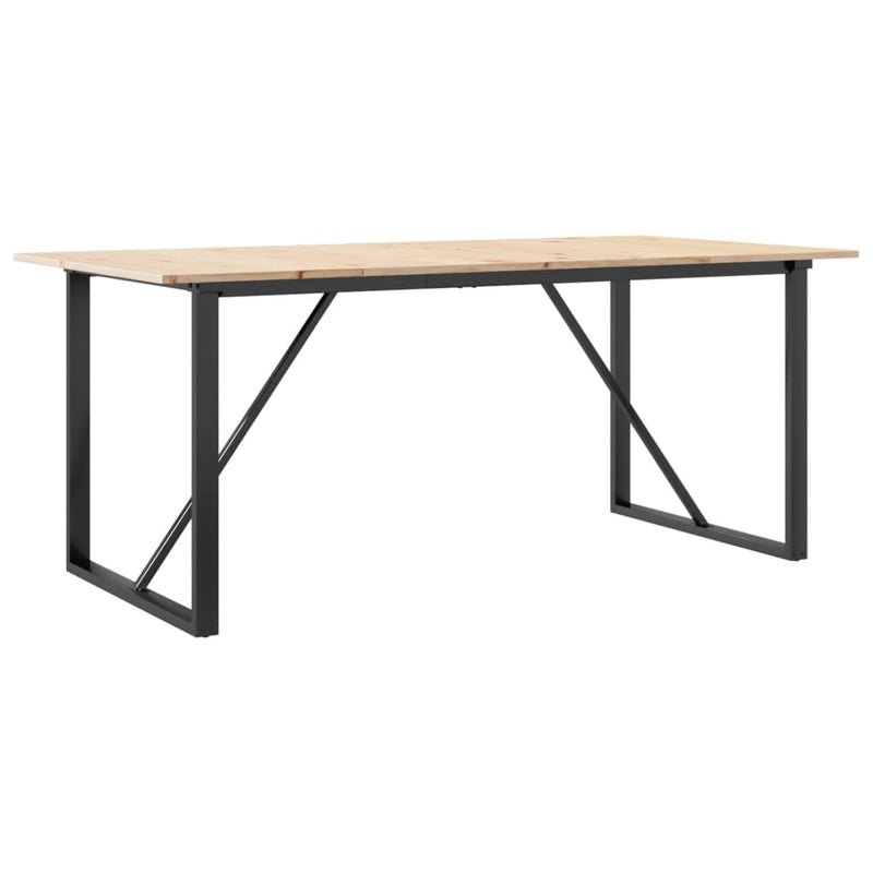 vidaXL tömör fenyőfa és acél étkezőasztal O-vázzal 180x90x75 cm