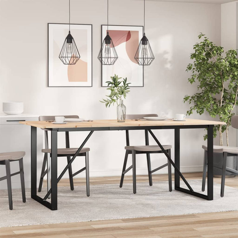 vidaXL tömör fenyőfa és acél étkezőasztal O-vázzal 180x90x75 cm
