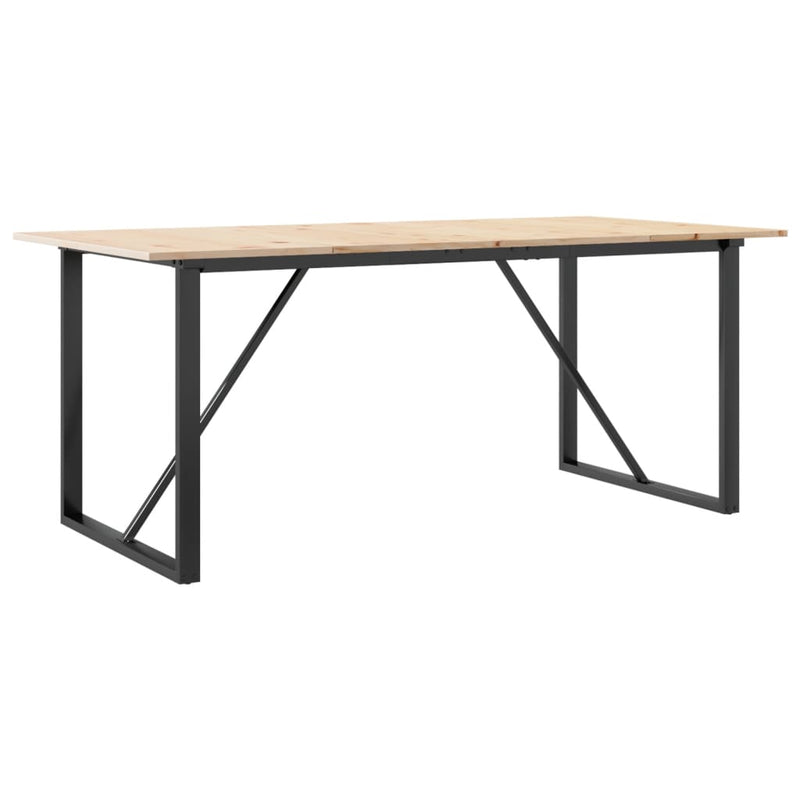 vidaXL tömör fenyőfa és acél étkezőasztal O-vázzal 180x90x75 cm