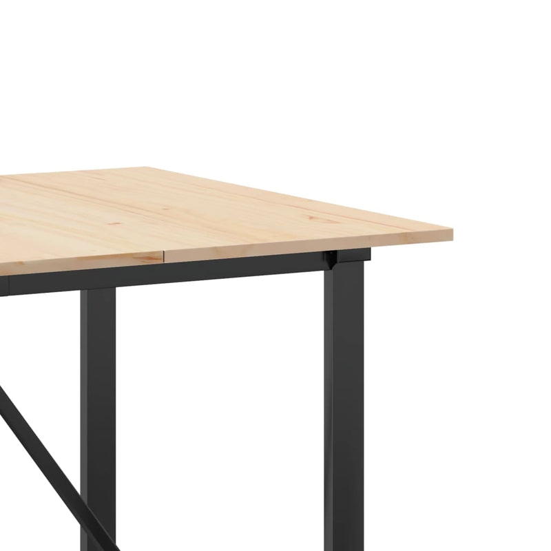 vidaXL tömör fenyőfa és acél étkezőasztal O-vázzal 180x90x75 cm