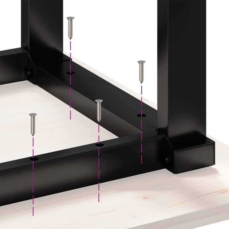 vidaXL tömör fenyőfa és acél étkezőasztal O-vázzal 180x90x75 cm