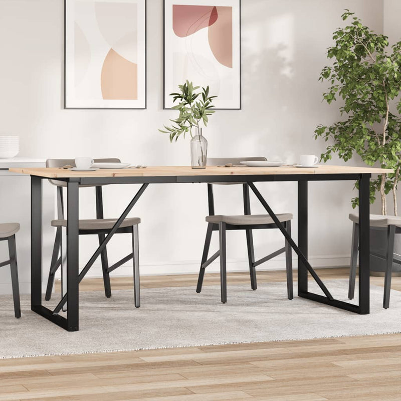 vidaXL tömör fenyőfa és acél étkezőasztal O-vázzal 180x90x75 cm
