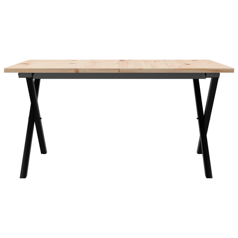 vidaXL tömör fenyőfa és acél dohányzóasztal X-vázzal 80x80x45 cm