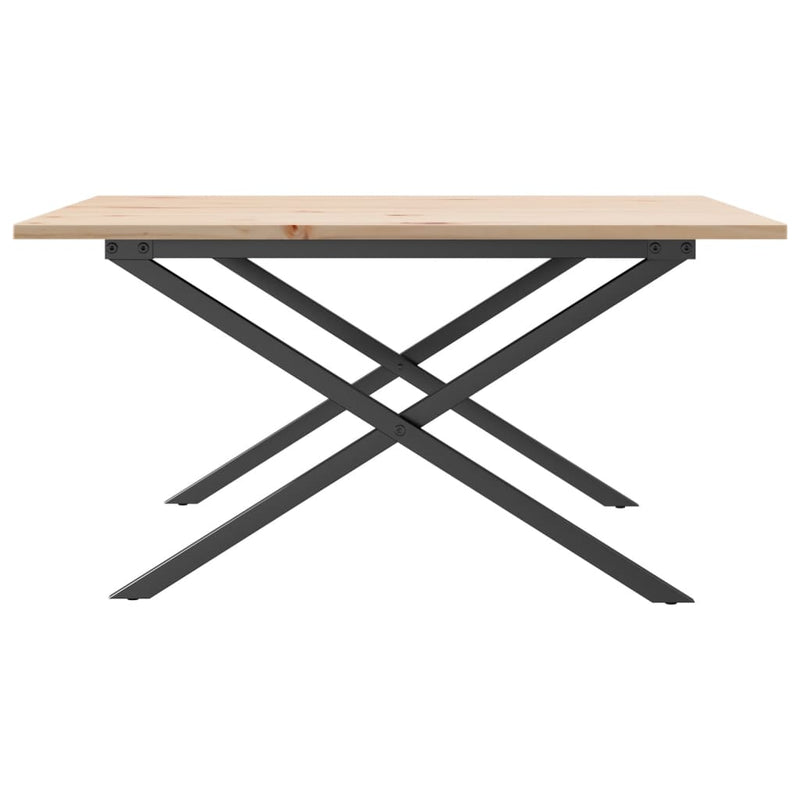 vidaXL tömör fenyőfa és acél dohányzóasztal X-vázzal 80x80x45 cm