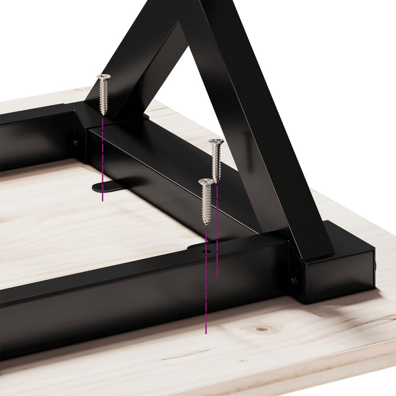 vidaXL tömör fenyőfa és acél dohányzóasztal X-vázzal 80x80x45 cm
