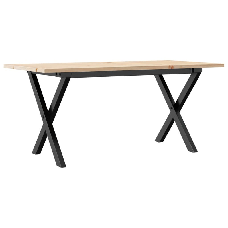vidaXL tömör fenyőfa és acél dohányzóasztal X-vázzal 90x40x45 cm