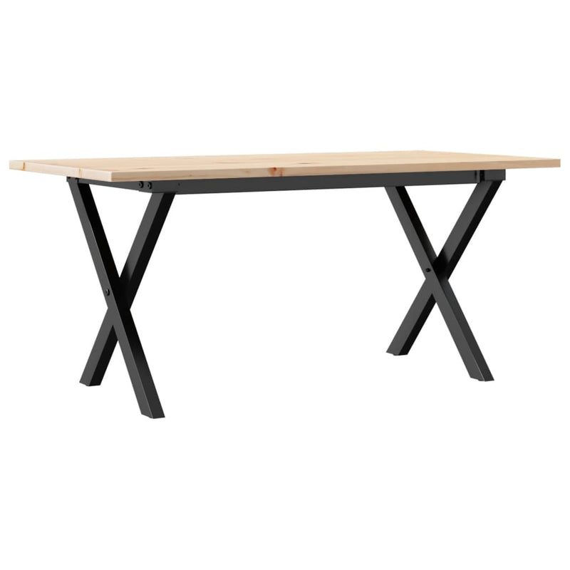 vidaXL tömör fenyőfa és acél dohányzóasztal X-vázzal 90x40x45 cm