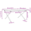 vidaXL tömör fenyőfa és acél dohányzóasztal X-vázzal 90x40x45 cm