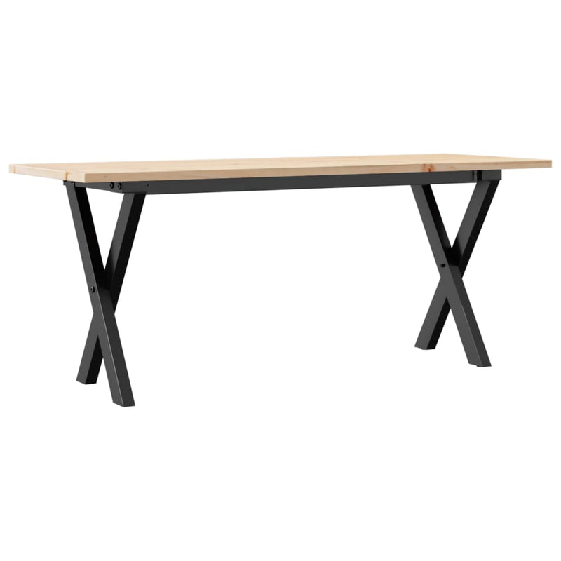vidaXL tömör fenyőfa és acél dohányzóasztal X-vázzal 110x40x45 cm