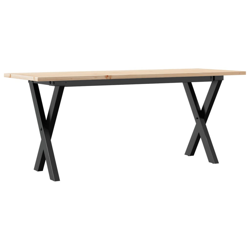 vidaXL tömör fenyőfa és acél dohányzóasztal X-vázzal 110x40x45 cm