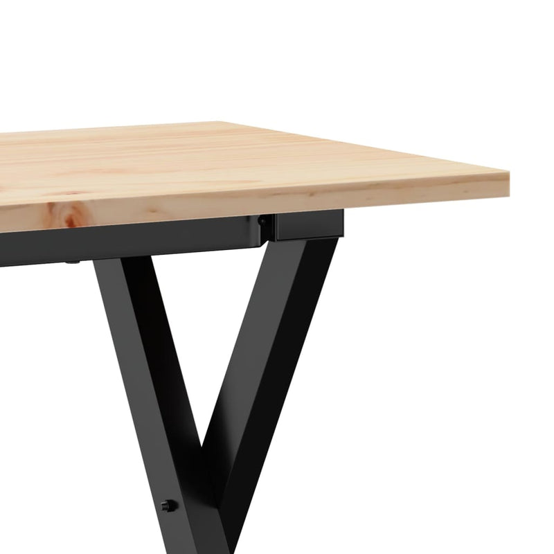 vidaXL tömör fenyőfa és acél dohányzóasztal X-vázzal 110x40x45 cm