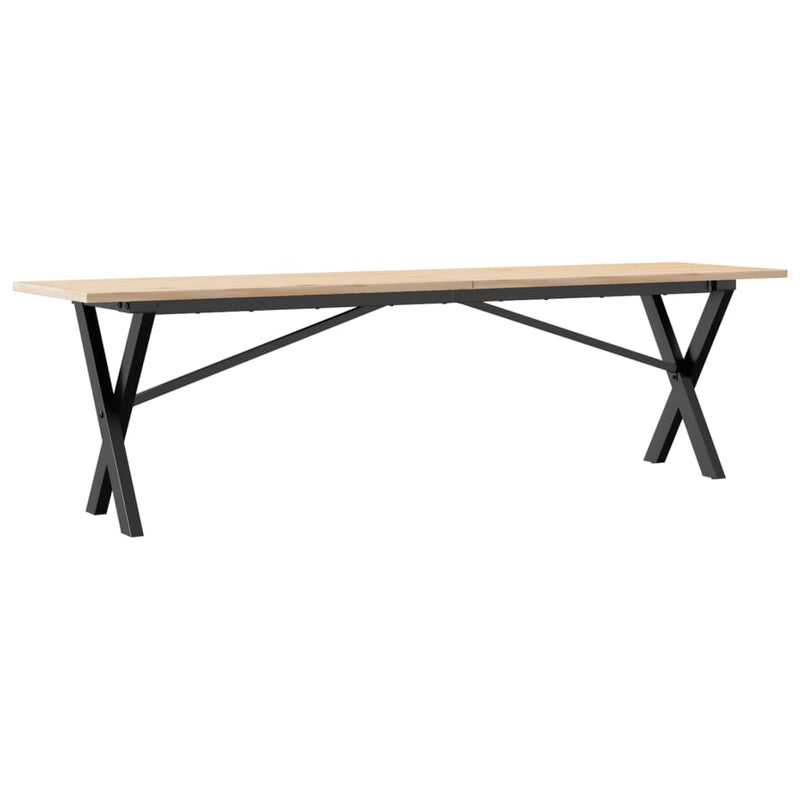 vidaXL tömör fenyőfa és öntöttvas dohányzóasztal X-vázzal 160x40x45 cm