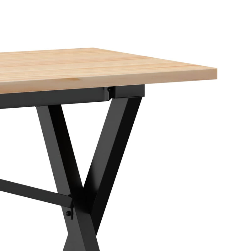 vidaXL tömör fenyőfa és öntöttvas dohányzóasztal X-vázzal 160x40x45 cm