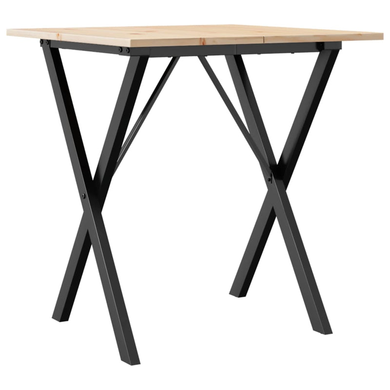 vidaXL tömör fenyőfa és öntöttvas étkezőasztal X-vázzal 70x70x75 cm