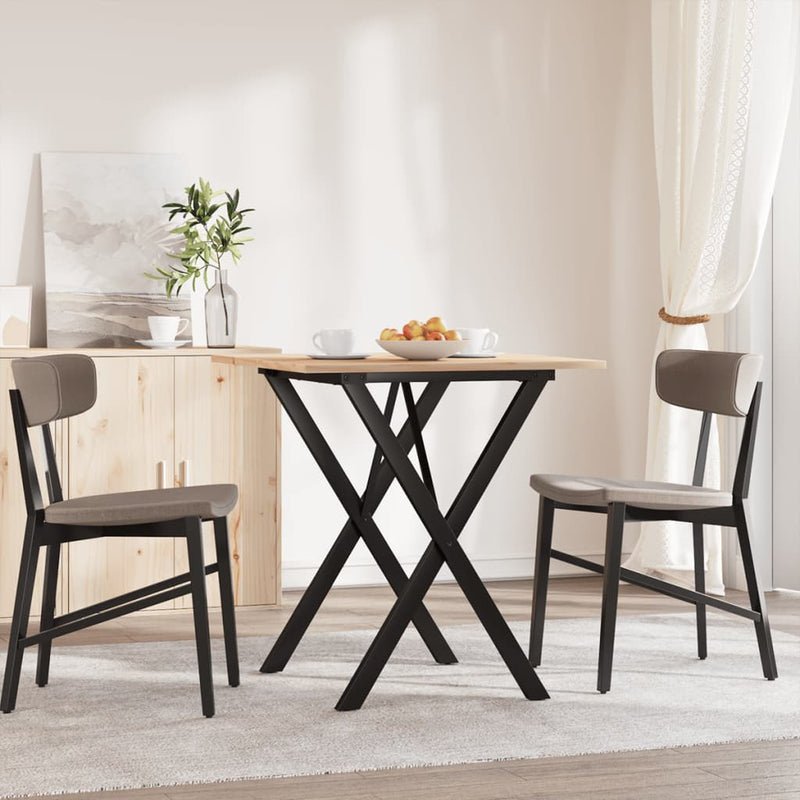 vidaXL tömör fenyőfa és öntöttvas étkezőasztal X-vázzal 70x70x75 cm