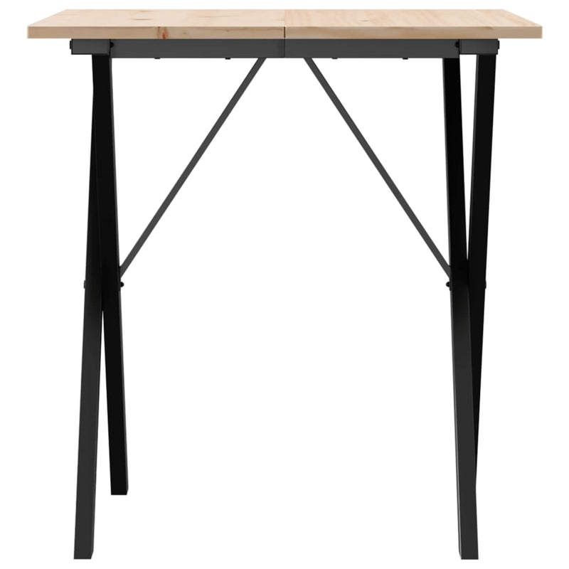 vidaXL tömör fenyőfa és öntöttvas étkezőasztal X-vázzal 70x70x75 cm