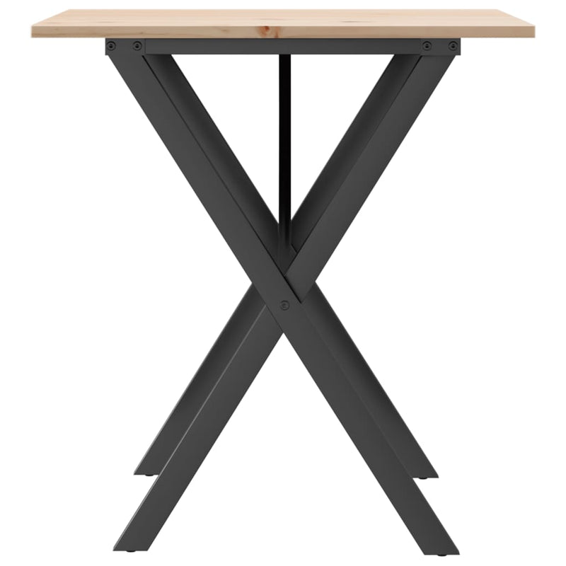 vidaXL tömör fenyőfa és öntöttvas étkezőasztal X-vázzal 70x70x75 cm