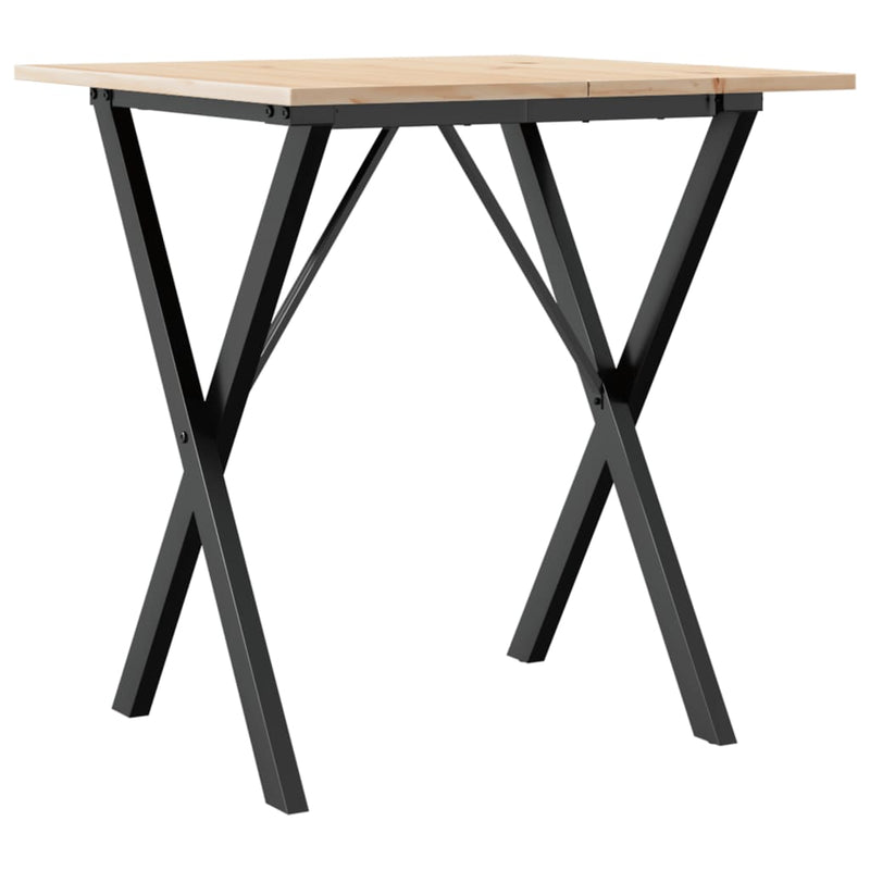vidaXL tömör fenyőfa és öntöttvas étkezőasztal X-vázzal 70x70x75 cm