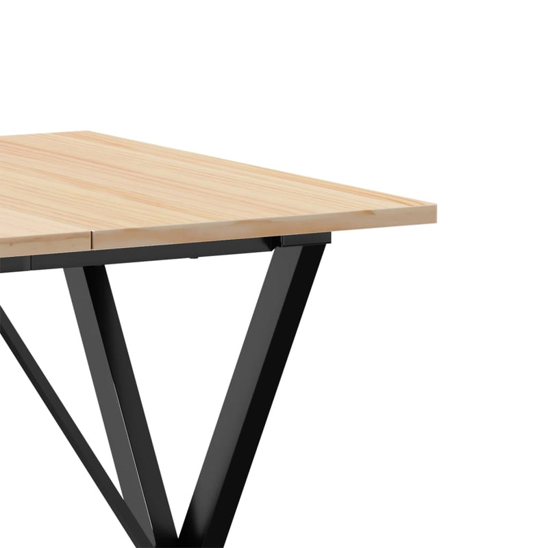 vidaXL tömör fenyőfa és öntöttvas étkezőasztal X-vázzal 70x70x75 cm