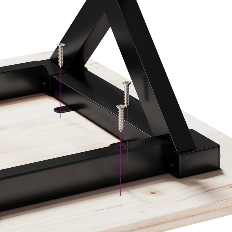 vidaXL tömör fenyőfa és acél étkezőasztal X-vázzal 90x90x75 cm