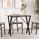 vidaXL tömör fenyőfa és acél étkezőasztal X-vázzal 100x50x75 cm