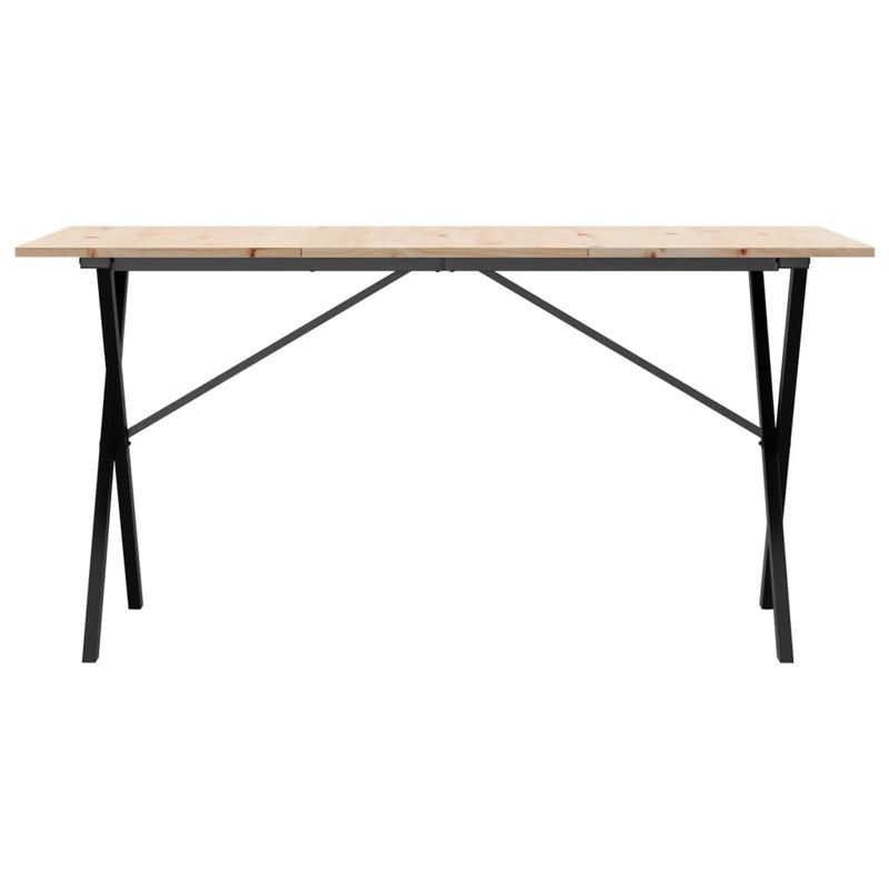 vidaXL tömör fenyőfa és öntöttvas étkezőasztal X-vázzal 140x80x75 cm