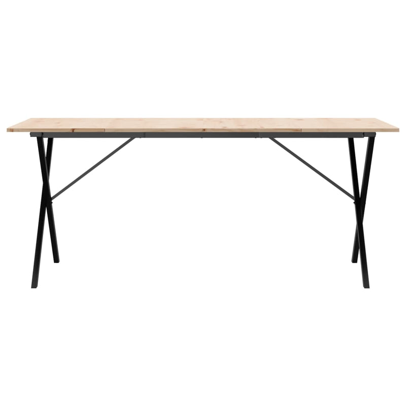 vidaXL tömör fenyőfa és öntöttvas étkezőasztal X-vázzal 180x90x75 cm
